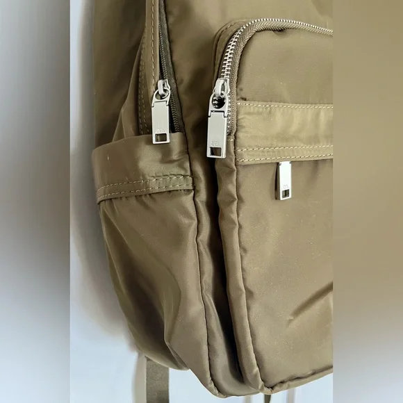 Zara olive green nylon laptop commuter backpack EUC - Picture 4 of 9